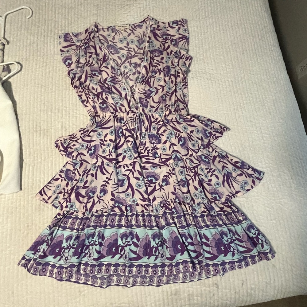 Floral Tiered Mini Dress in Lavender Purple